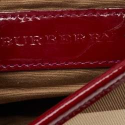 Burberry Beige/Burgundy Nova Check PVC and Patent Leather Brooke Hobo