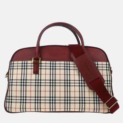Burberry Beige Bordeaux Check Handbag