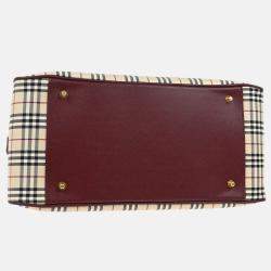 Burberry Beige Bordeaux Check Handbag