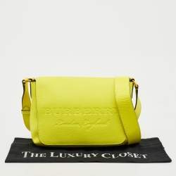 Pre Owned Burberry Neon Yellow Leather Small Burleigh Shoulder Bag
