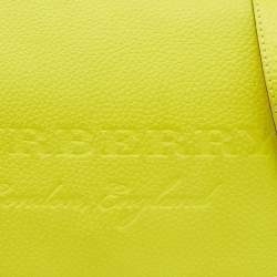 Pre Owned Burberry Neon Yellow Leather Small Burleigh Shoulder Bag
