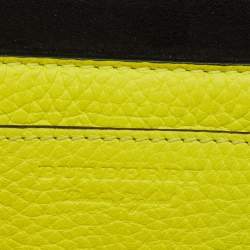 Pre Owned Burberry Neon Yellow Leather Small Burleigh Shoulder Bag