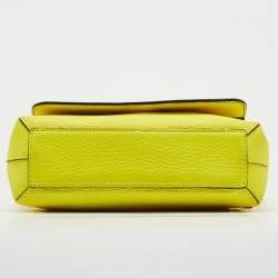 Pre Owned Burberry Neon Yellow Leather Small Burleigh Shoulder Bag