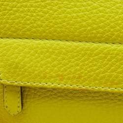 Pre Owned Burberry Neon Yellow Leather Small Burleigh Shoulder Bag