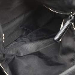 Burberry Grey/Black  Beat Check Nylon and Patent Leather Studded Hobo