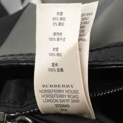Burberry Grey/Black  Beat Check Nylon and Patent Leather Studded Hobo