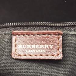 Burberry Brown/Beige Haymarket Check Coated Canvas and Leather Studded Tote