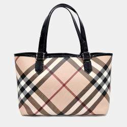 Burberry Beige/Black PVC Shopper Bag