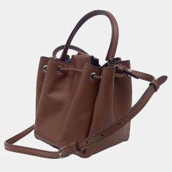 Burberry Brown Leather Monogram Motif Leather Bucket Bag