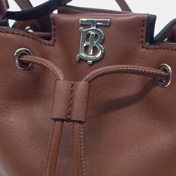 Burberry Brown Leather Monogram Motif Leather Bucket Bag