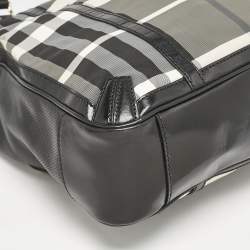 Burberry Black/Charcoal Check Nylon Medium Marlow Tote