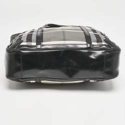 Burberry Black/Charcoal Check Nylon Medium Marlow Tote