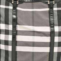 Burberry Black/Charcoal Check Nylon Medium Marlow Tote