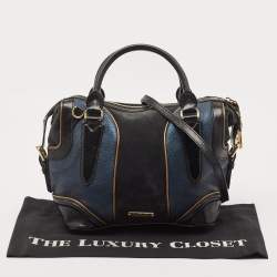 Burberry Tricolor Leather and Suede Alchester Top Handle Bag