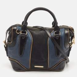 Burberry Tricolor Leather and Suede Alchester Top Handle Bag