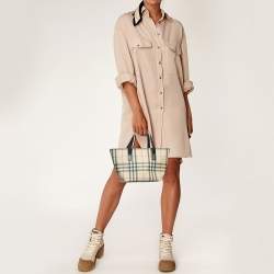 Pre Owned Burberry Black/Beige House Check PVC Mini Tote