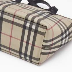 Pre Owned Burberry Black/Beige House Check PVC Mini Tote