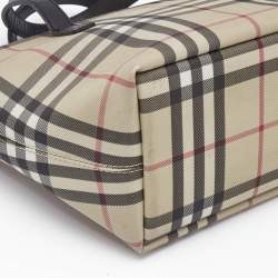 Pre Owned Burberry Black/Beige House Check PVC Mini Tote