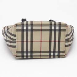 Pre Owned Burberry Black/Beige House Check PVC Mini Tote