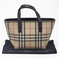 Pre Owned Burberry Black/Beige House Check PVC Mini Tote