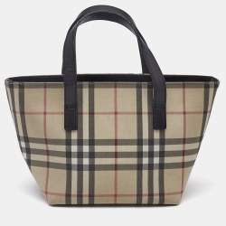 Pre Owned Burberry Black/Beige House Check PVC Mini Tote