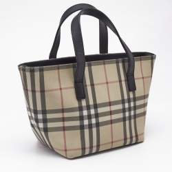 Pre Owned Burberry Black/Beige House Check PVC Mini Tote