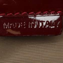 Burberry Red Nova Check Canvas and Patent Leather Small Warrior Armor Hobo