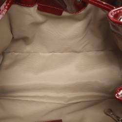 Burberry Red Nova Check Canvas and Patent Leather Small Warrior Armor Hobo