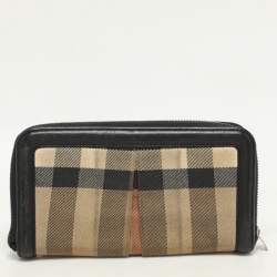 Burberry Beige/Black House Check Canvas and Leather Continental Wallet