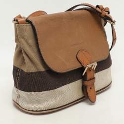 Burberry Beige Mega Check Canvas and Leather Small Gowan Messenger Saddle Bag