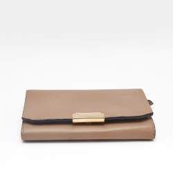Burberry Beige Leather Flap Compact Wallet