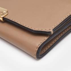 Burberry Beige Leather Flap Compact Wallet