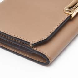 Burberry Beige Leather Flap Compact Wallet