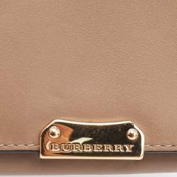 Burberry Beige Leather Flap Compact Wallet