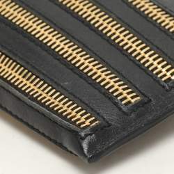 Burberry Black Leather Zip Detail Wristlet Clutch
