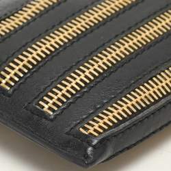 Burberry Black Leather Zip Detail Wristlet Clutch