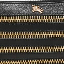 Burberry Black Leather Zip Detail Wristlet Clutch