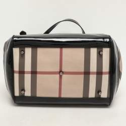 Burberry Black/Beige Super Nova Check PVC and Patent Leather Canterbury Tote