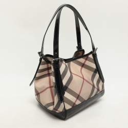 Burberry Black/Beige Super Nova Check PVC and Patent Leather Canterbury Tote