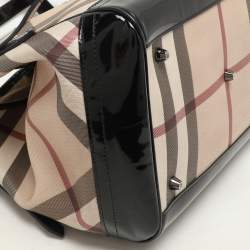 Burberry Black/Beige Super Nova Check PVC and Patent Leather Canterbury Tote