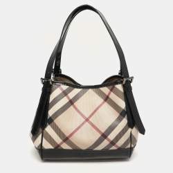 Burberry Black/Beige Super Nova Check PVC and Patent Leather Canterbury Tote
