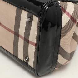 Burberry Black/Beige Super Nova Check PVC and Patent Leather Canterbury Tote