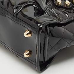 Burberry Black Quilted Patent Leather Mini Manor Tote