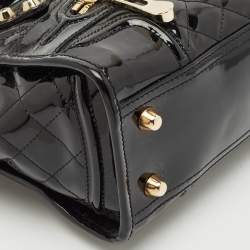 Burberry Black Quilted Patent Leather Mini Manor Tote