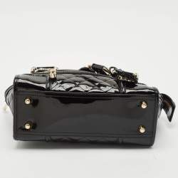 Burberry Black Quilted Patent Leather Mini Manor Tote
