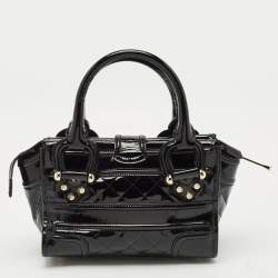 Burberry Black Quilted Patent Leather Mini Manor Tote