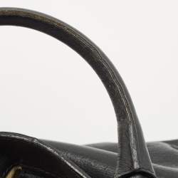 Burberry Black Leather and House Check Fabric Medium Banner Tote