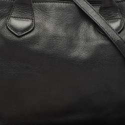 Burberry Black Leather and House Check Fabric Medium Banner Tote