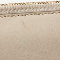 Burberry Cream Leather Zip Around Bifold Wallet