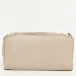 Burberry Cream Leather Zip Around Bifold Wallet